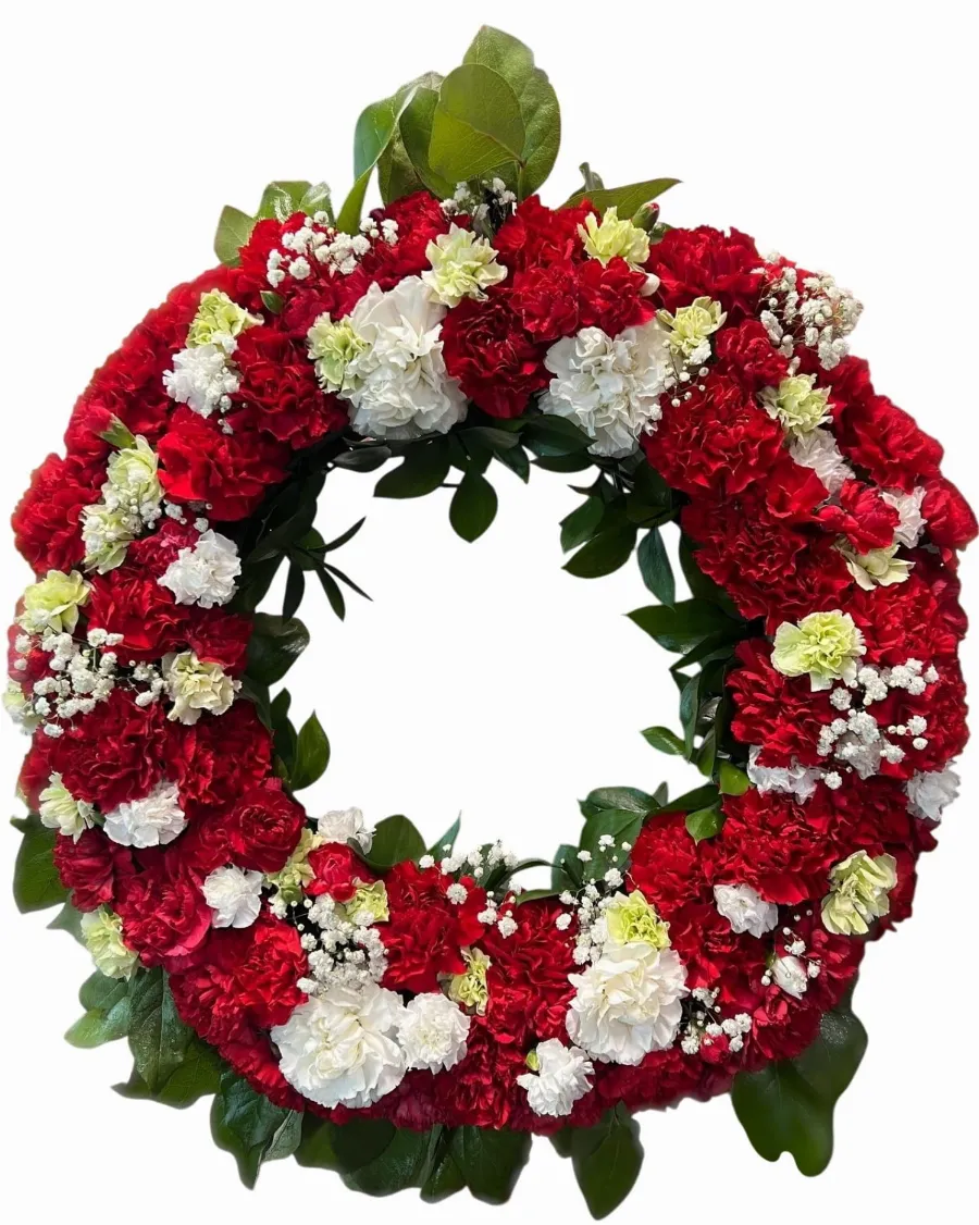 Red & White Carnation Wreath