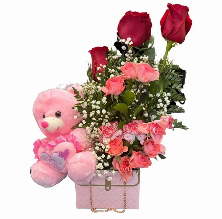 Floral Handbag with plush