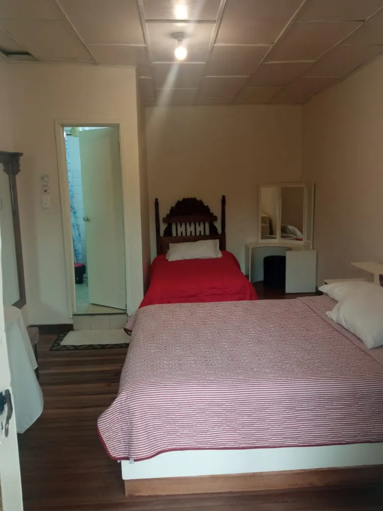 Habitación con cama doble y cama sencilla
