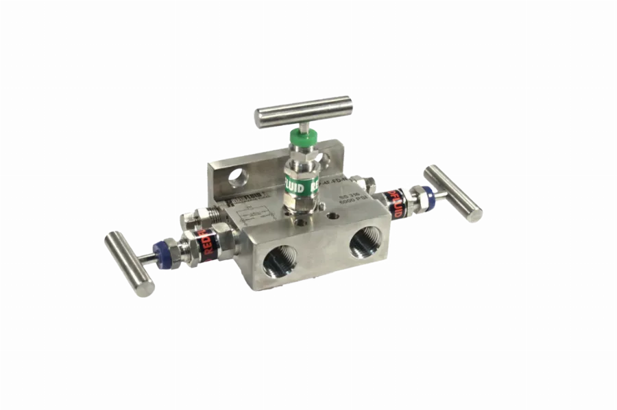 Manifold 3 vías 1/2 MNPT x 1/2 FNPT 6,000 PSI