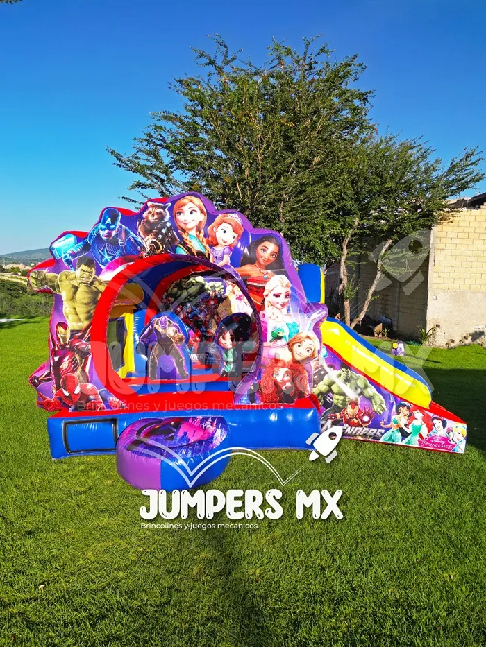 Inflable Circular con Rampa Princesas y Avengers
