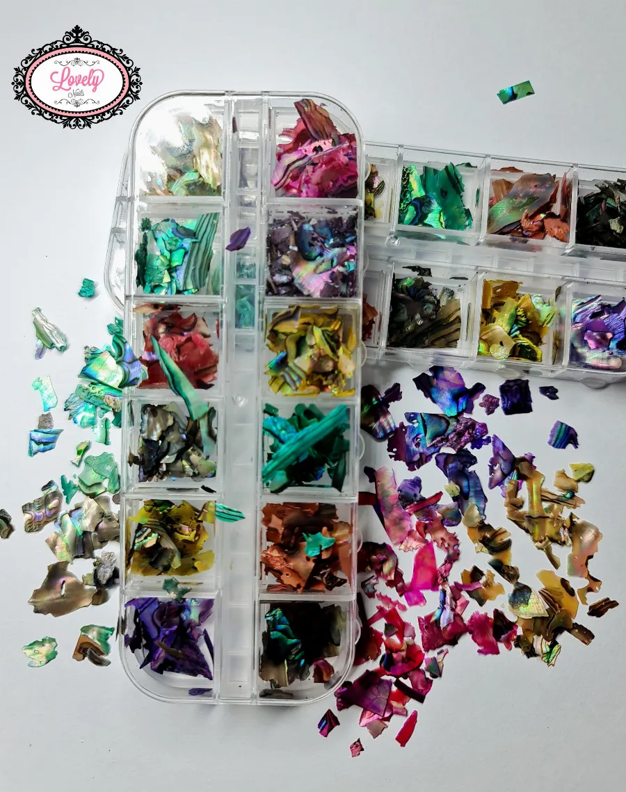 Estuche Concha Nacar Triturada 12 Colores